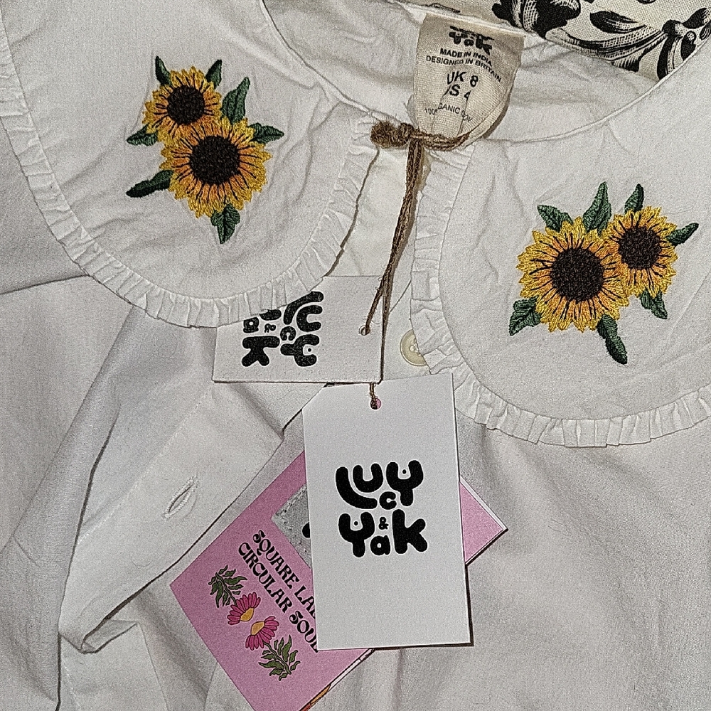 Lucy & Yak Ida Blouse: ORGANIC COTTON - Sunflower - Sunflower / UK 8 Nwt